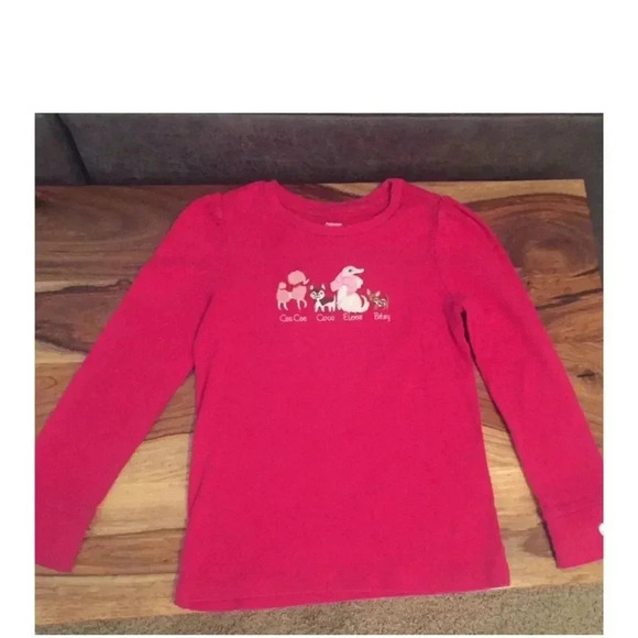 Gymboree Girls Long Sleeve Pink Tee Size 6 Embroidered Dog Motif - Picture 1 of 1